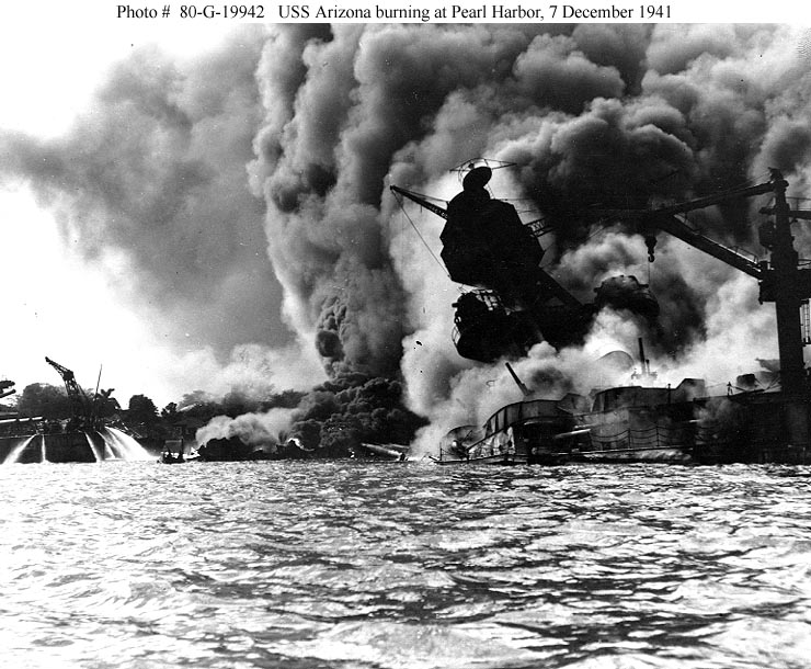 Pear Harbor, Battleship Row, the USS Arizona, December 7th, 1941
